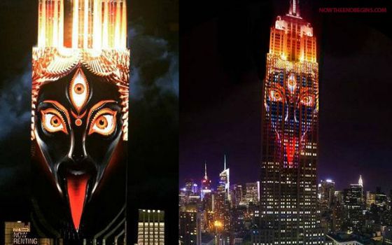 Repent America For Babylon Is Falling - Kali on Empire State Building